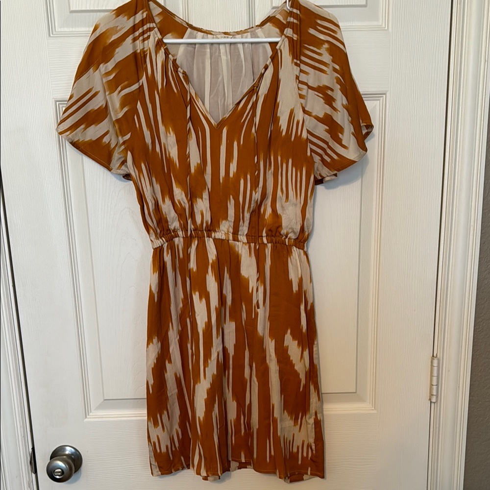 J.Crew Silk Orange Ikat print Dress